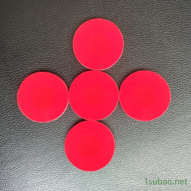 强力EVA脚垫自粘贴背红色绒布 圆形冲压减震过虑垫圈 防尘垫片 直径3mm模切冲型免费打样工厂福永沙井包邮创新高轻胶图2