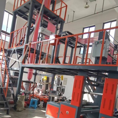 ABA雙機頭吹膜機ABC重包袋生產(chǎn)設(shè)備熱收縮膜飲料啤酒包裝膜吹膜機