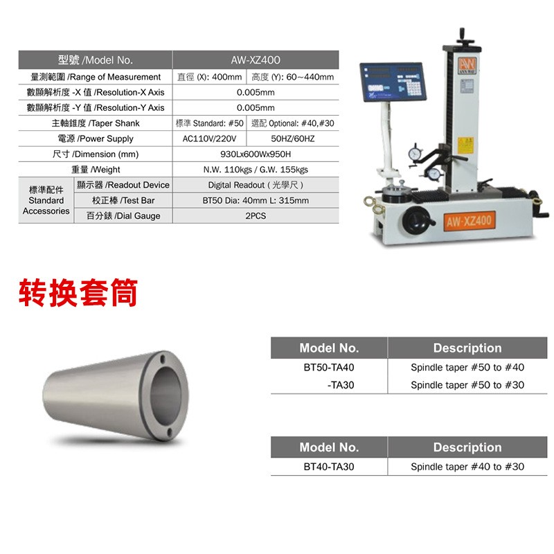 安威原装刀具对刀仪AWHB300/H300/XZ400型号高精度刀具预调测量仪图2