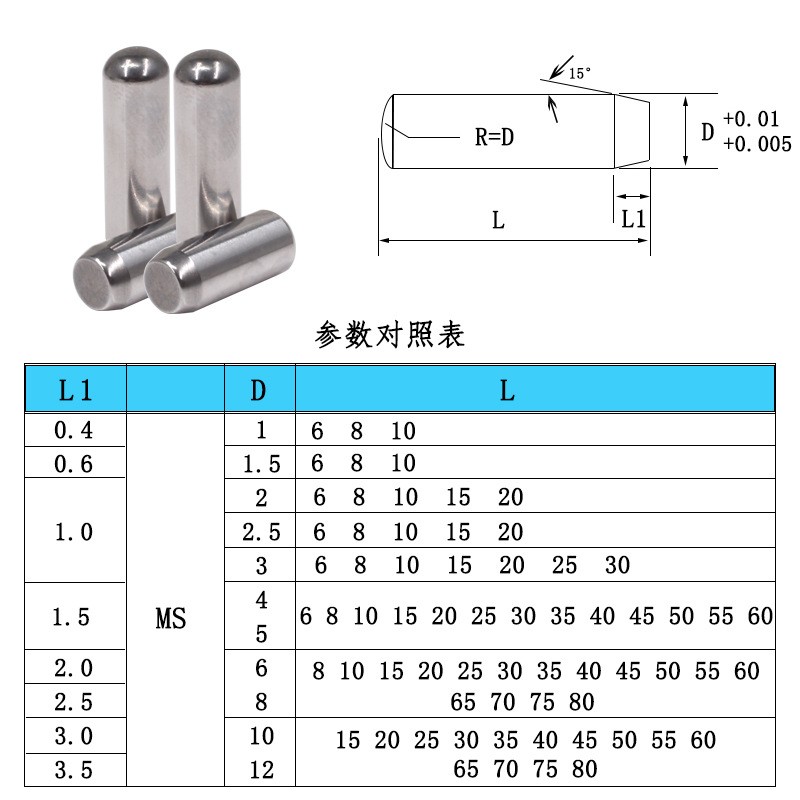 销子圆柱精密圆柱销 精密滚针银色固定销销钉M3M4M5M6M8M10M12